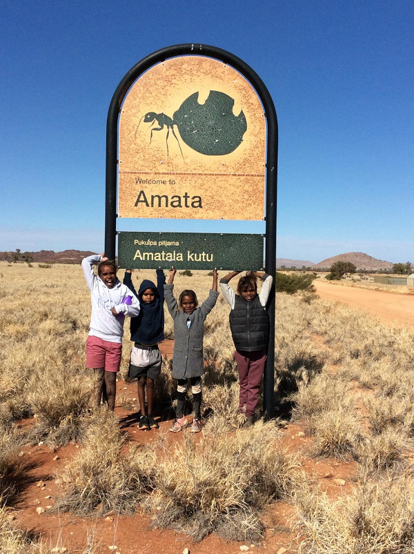 Welcome to Amata Anangu School sign